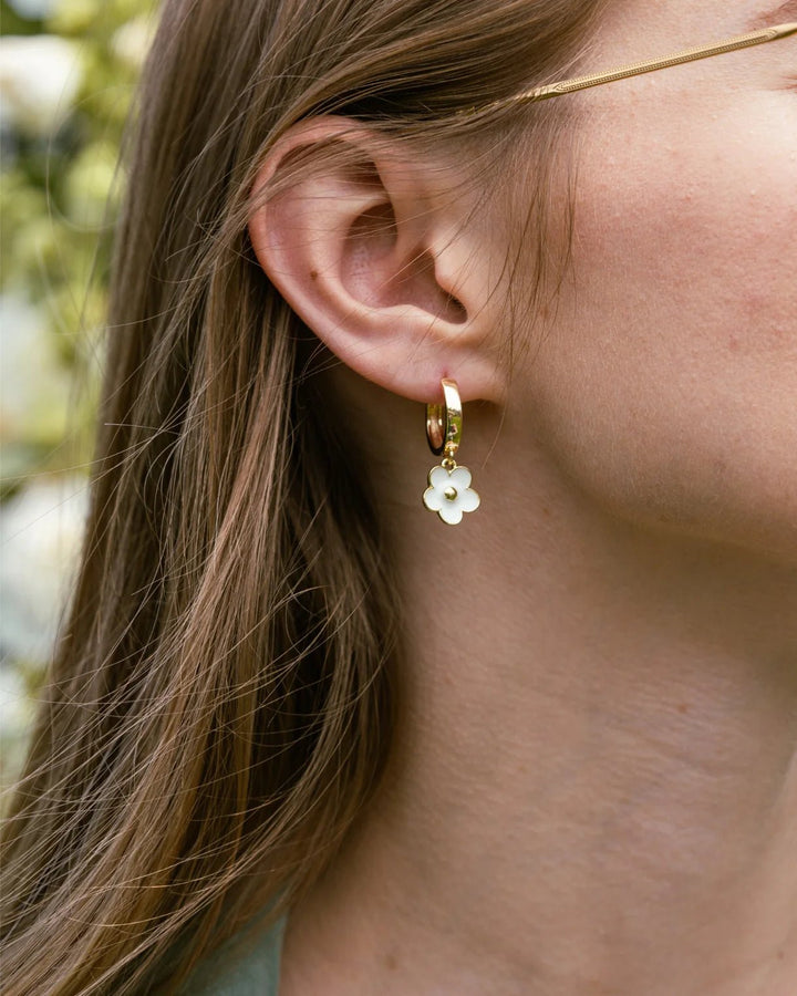 Daisy Flower Gold Hoop Earrings | TISH Jewelry - Pretty by Her- handmade locally in Cambridge, Ontario