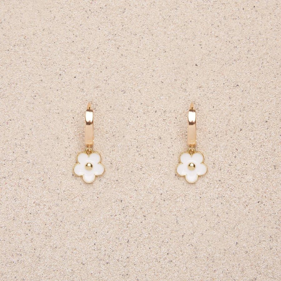 Daisy Flower Gold Hoop Earrings | TISH Jewelry - Pretty by Her- handmade locally in Cambridge, Ontario