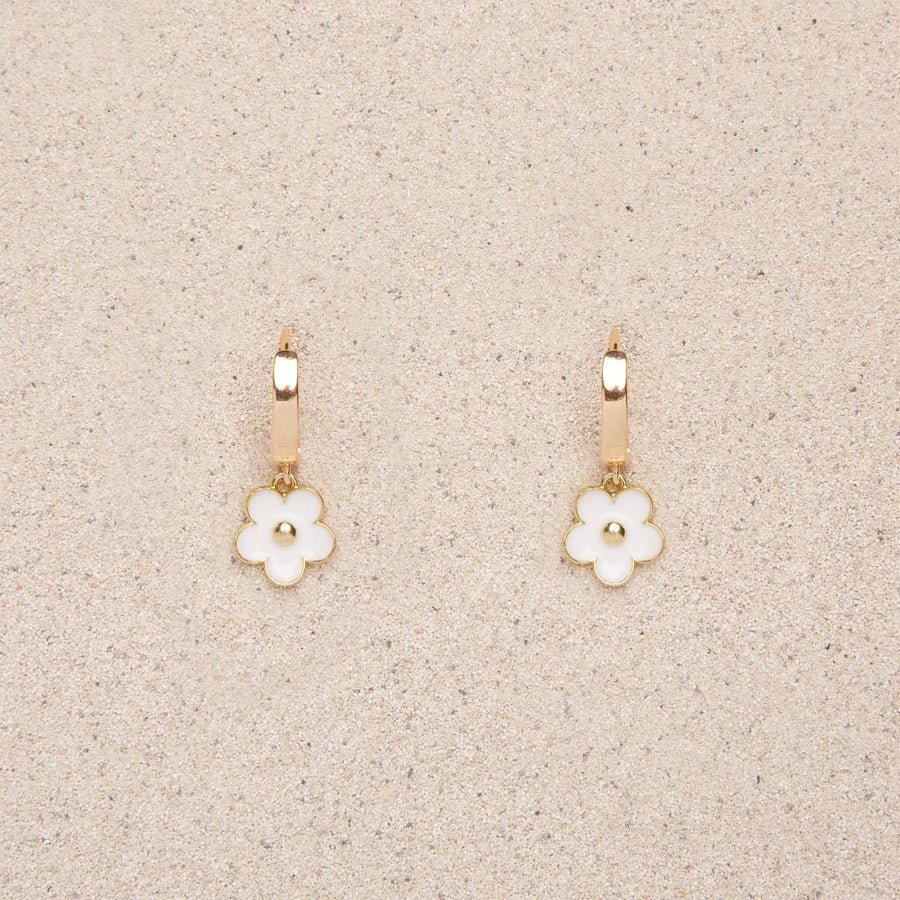 Daisy Flower Gold Hoop Earrings | TISH Jewelry - Pretty by Her- handmade locally in Cambridge, Ontario