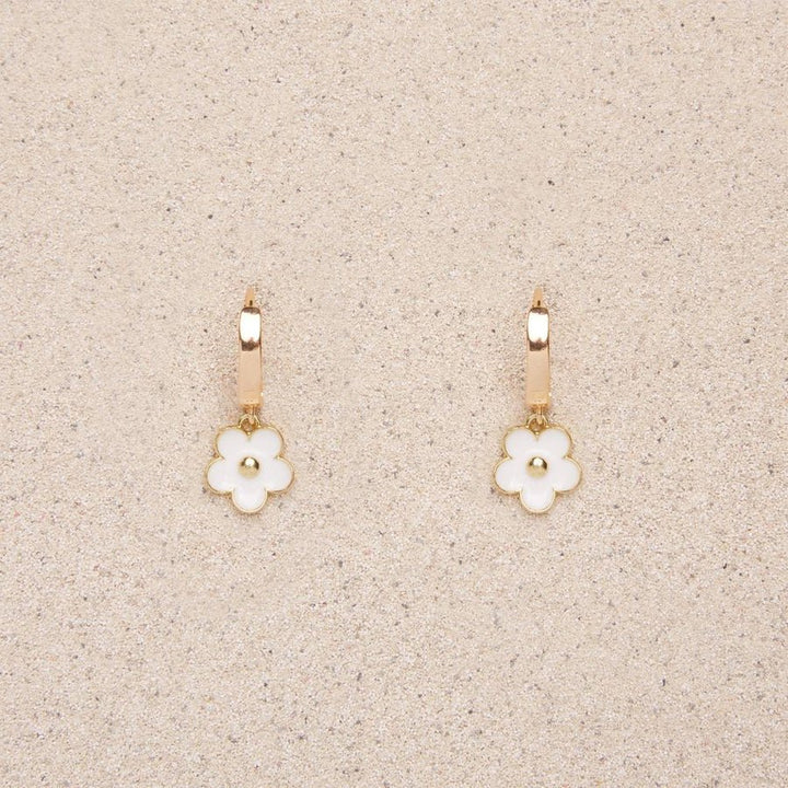 Daisy Flower Gold Hoop Earrings | TISH Jewelry - Pretty by Her- handmade locally in Cambridge, Ontario