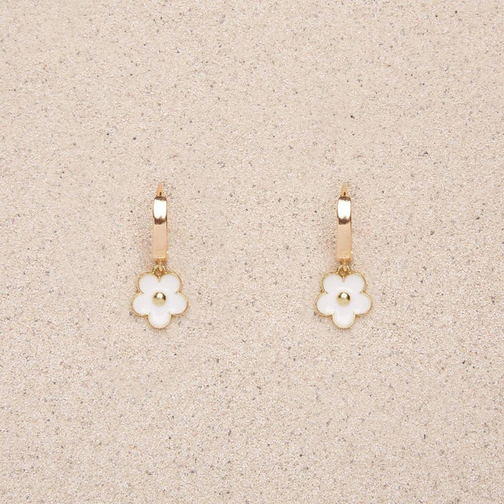 Daisy Flower Gold Hoop Earrings | TISH Jewelry - Pretty by Her- handmade locally in Cambridge, Ontario