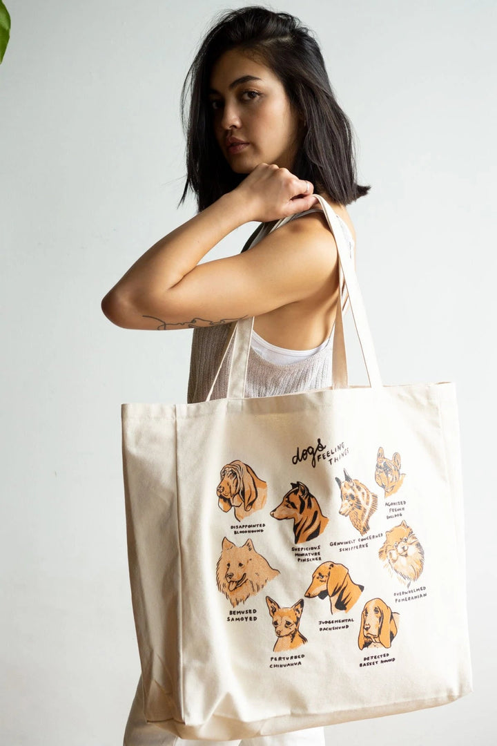 Dogs Feeling Things XL Tote | Stay Home Club - Pretty by Her- handmade locally in Cambridge, Ontario