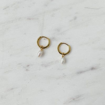 Dolko Gold Pearl Hoop Earrings | Horace Jewelry - Pretty by Her- handmade locally in Cambridge, Ontario