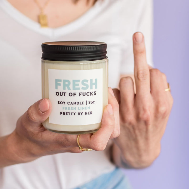 Fresh out of Fucks Linen | Candle - Pretty by Her- handmade locally in Cambridge, Ontario