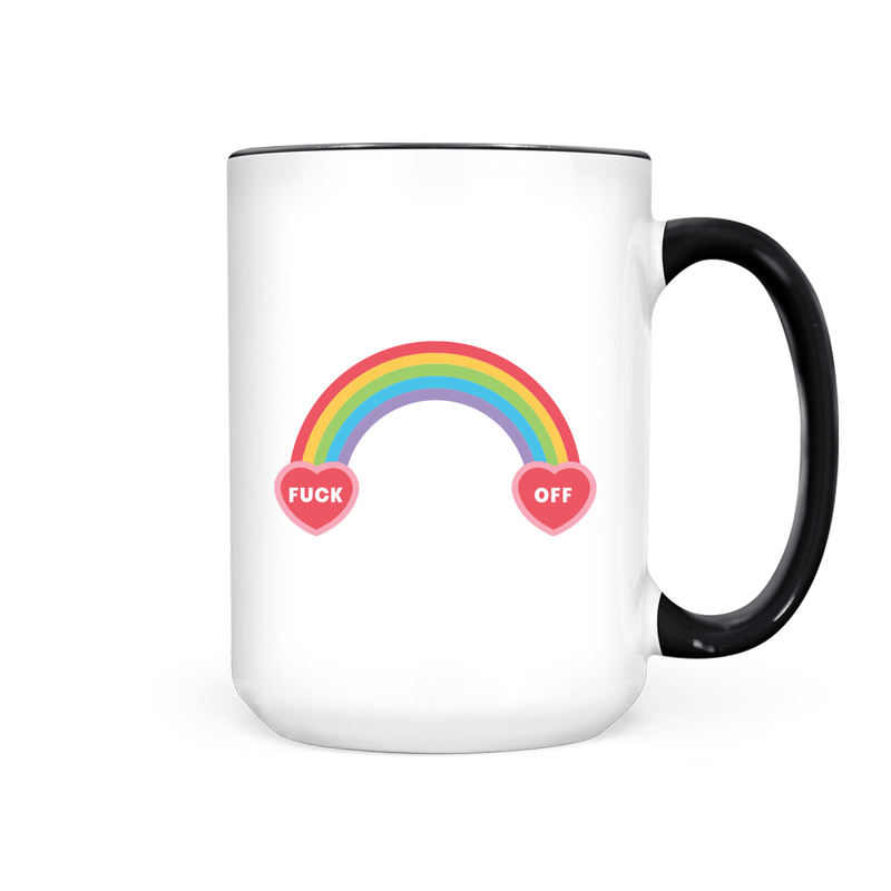 Fuck Off Rainbow | Mug - Pretty by Her- handmade locally in Cambridge, Ontario