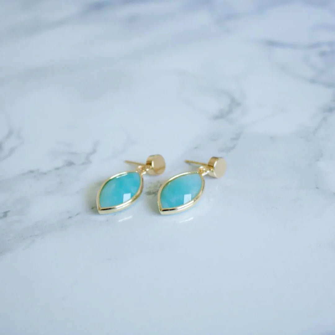 Gwen Amazonite Teardrop Earrings | TISH Jewelry - Pretty by Her- handmade locally in Cambridge, Ontario