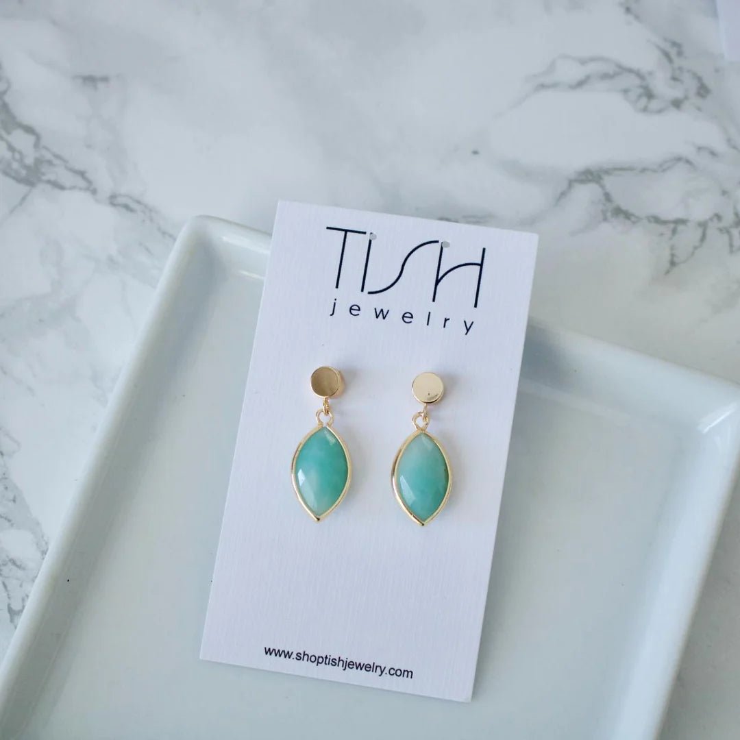 Gwen Amazonite Teardrop Earrings | TISH Jewelry - Pretty by Her- handmade locally in Cambridge, Ontario