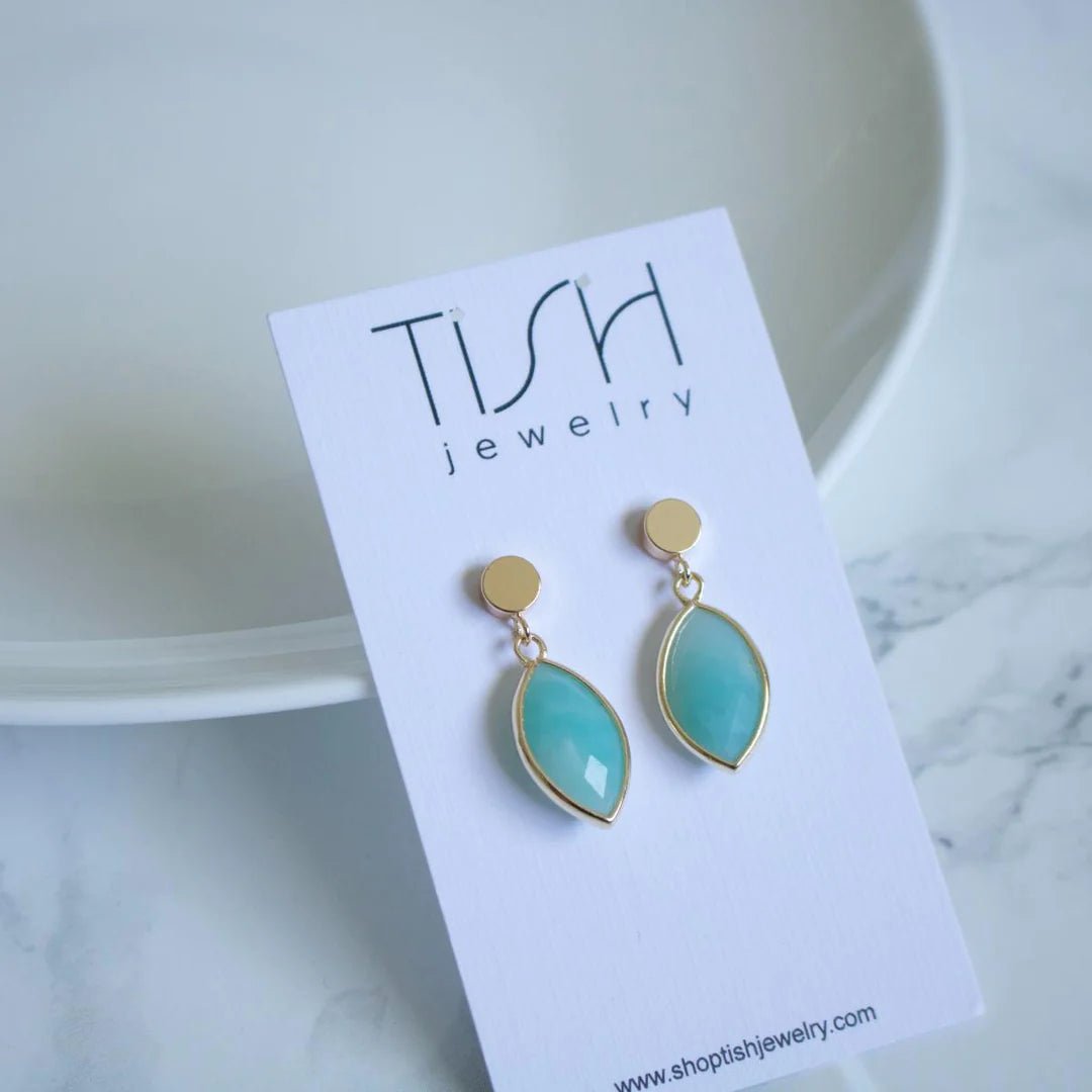 Gwen Amazonite Teardrop Earrings | TISH Jewelry - Pretty by Her- handmade locally in Cambridge, Ontario