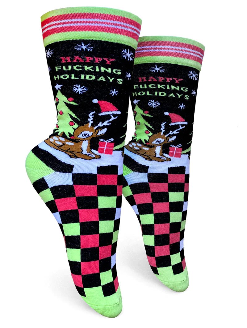 Happy Fucking Holidays Women's Socks | Groovy Things - Pretty by Her- handmade locally in Cambridge, Ontario