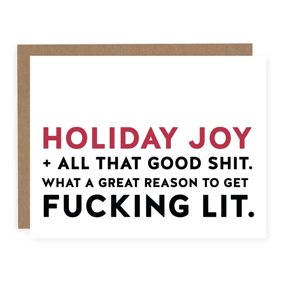 Holiday Joy and All that Good Shit | Card - Pretty by Her- handmade locally in Cambridge, Ontario