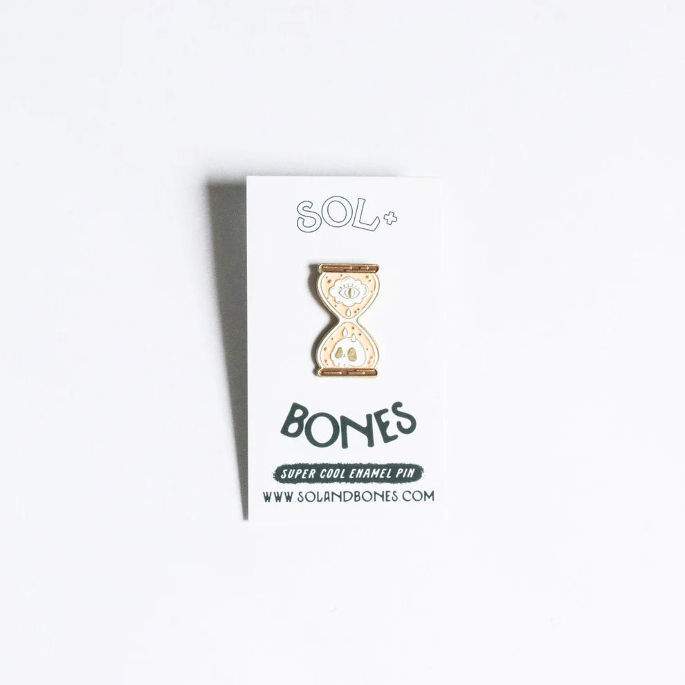Hourglass Enamel Pin | Sol + Bones - Pretty by Her- handmade locally in Cambridge, Ontario