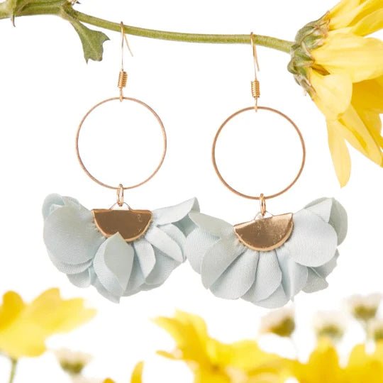 Jane Pale Blue Flower Petal Earrings | TISH Jewelry - Pretty by Her- handmade locally in Cambridge, Ontario