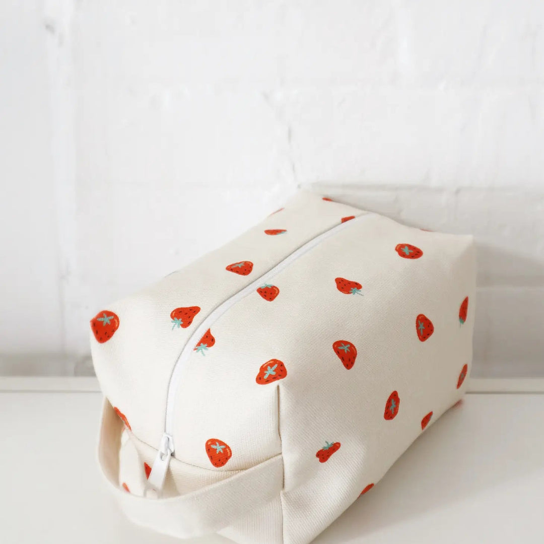 Makeup Bag Strawberry | Freon Collective - Pretty by Her- handmade locally in Cambridge, Ontario