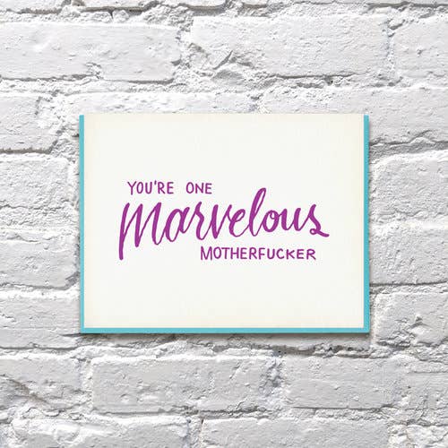 Marvelous Motherfucker Lettepress Card | Bench Pressed - Pretty by Her- handmade locally in Cambridge, Ontario