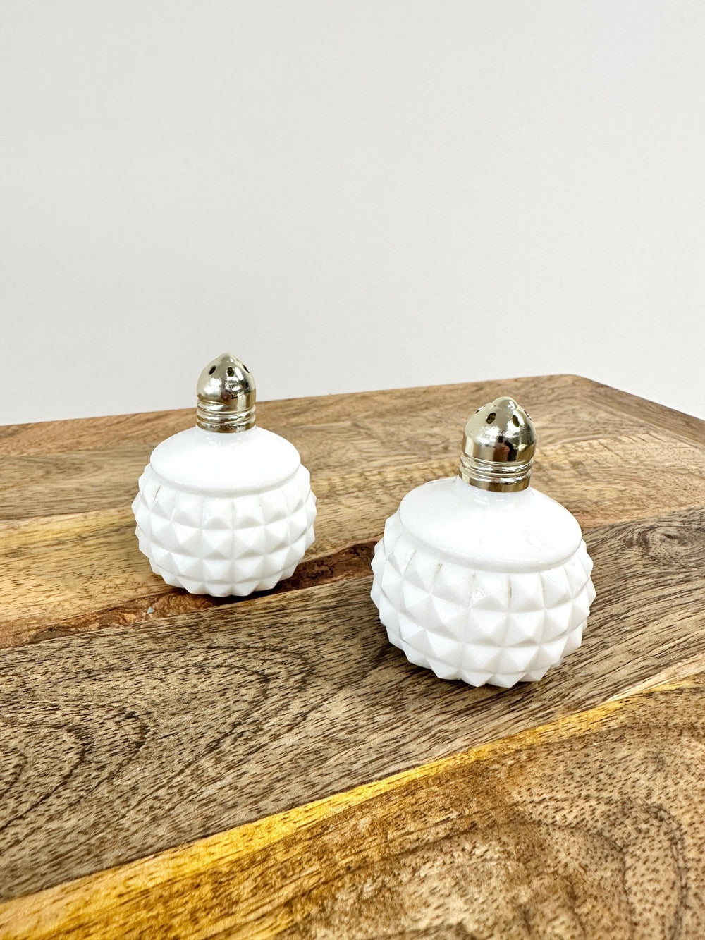 Milk Glass Salt and Pepper Shakers - Pretty by Her- handmade locally in Cambridge, Ontario