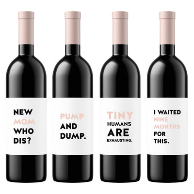 New Mom | Wine Label Set - Pretty by Her- handmade locally in Cambridge, Ontario