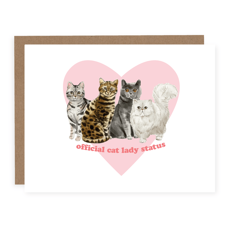 Official Cat Lady Status | Card - Pretty by Her- handmade locally in Cambridge, Ontario