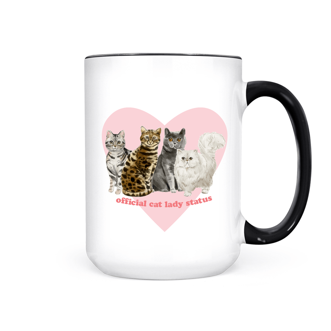 Official Cat Lady Status | Mug - Pretty by Her- handmade locally in Cambridge, Ontario