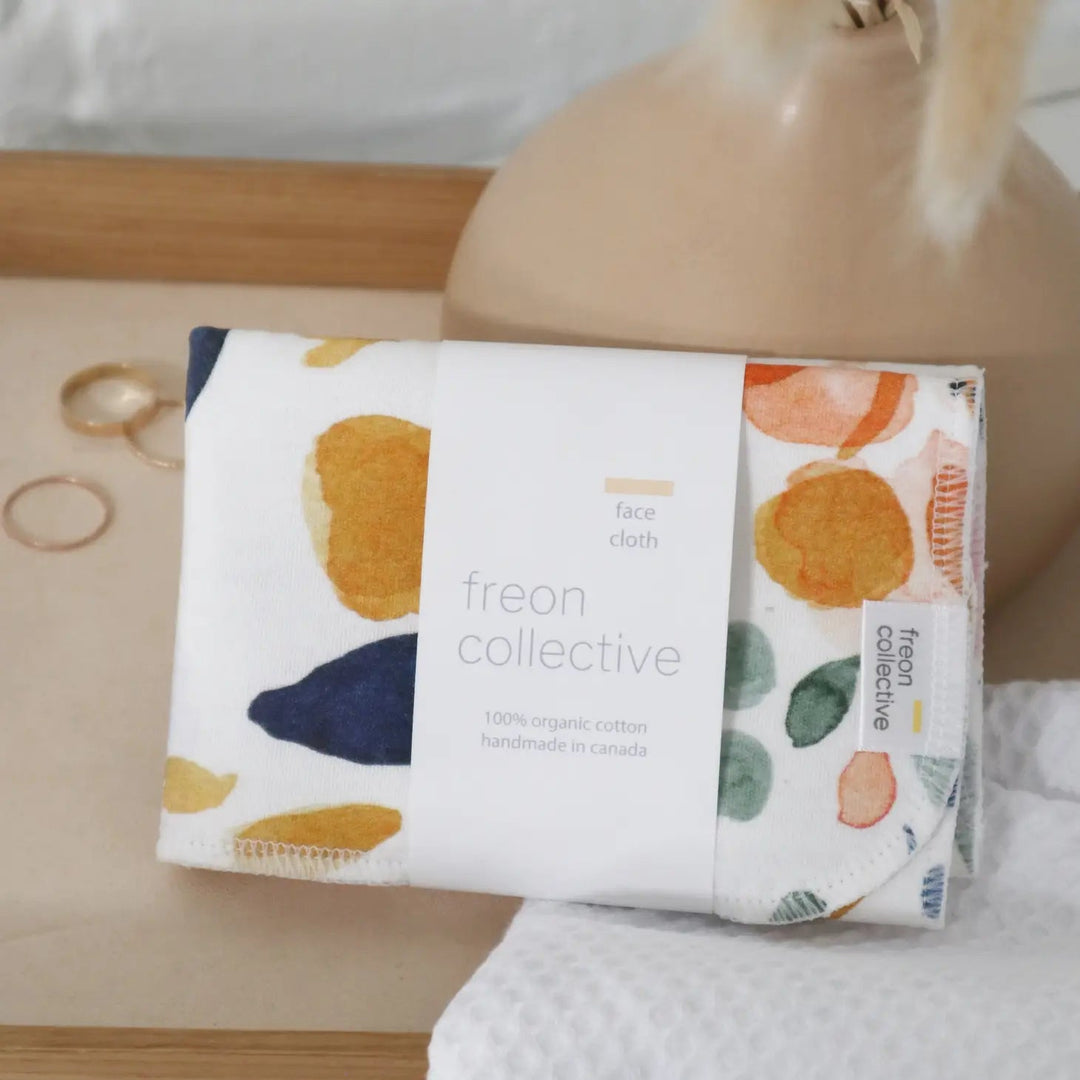 Organic Cotton Face Cloth Sierra Florals | Freon Collective - Pretty by Her- handmade locally in Cambridge, Ontario