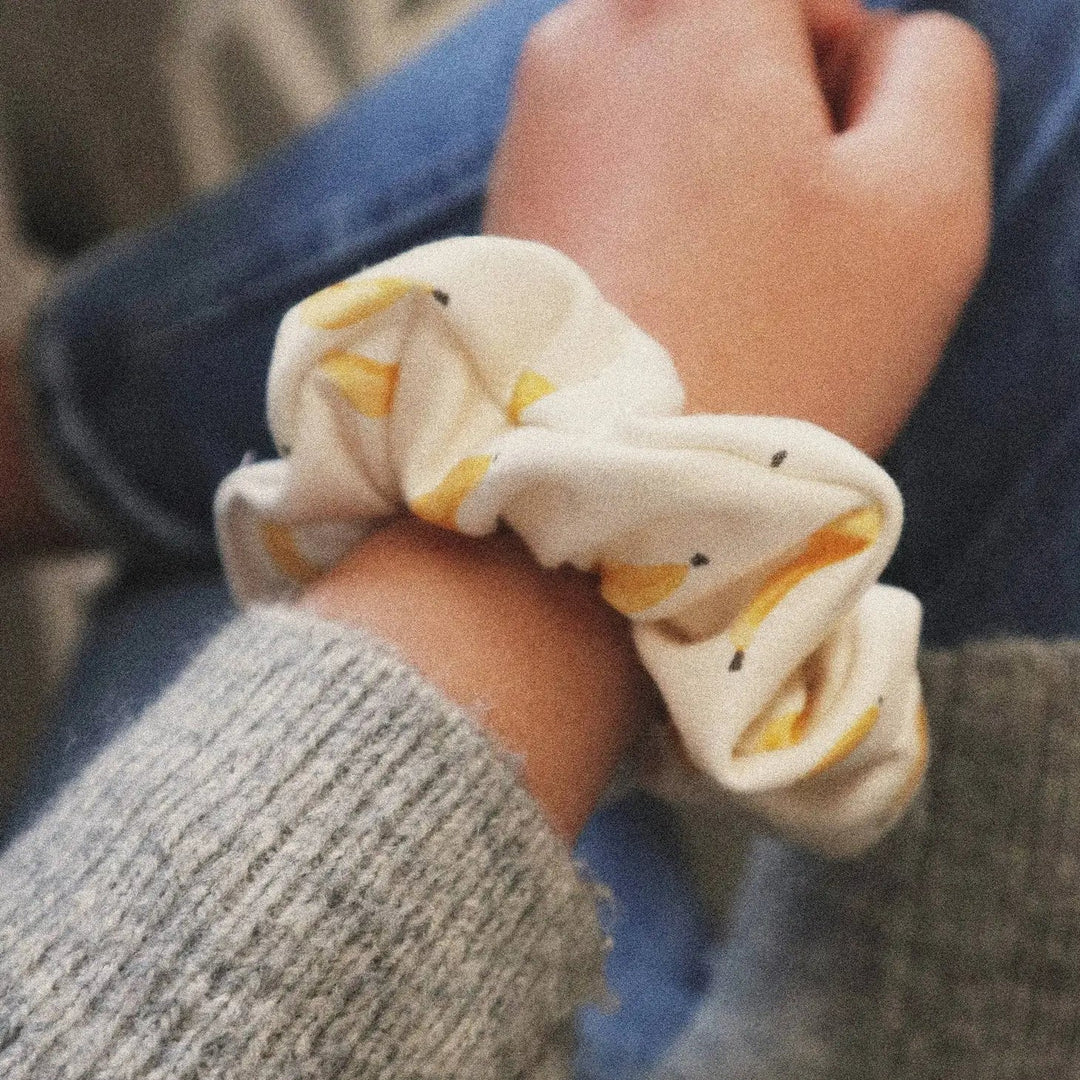 Organic Cotton Hair Scrunchie Bananas | Freon Collective - Pretty by Her- handmade locally in Cambridge, Ontario