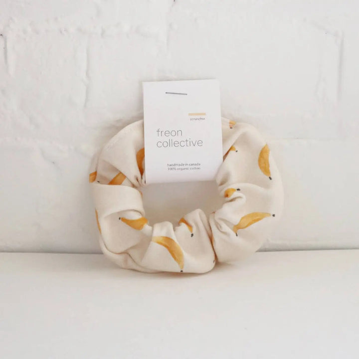 Organic Cotton Hair Scrunchie Bananas | Freon Collective - Pretty by Her- handmade locally in Cambridge, Ontario