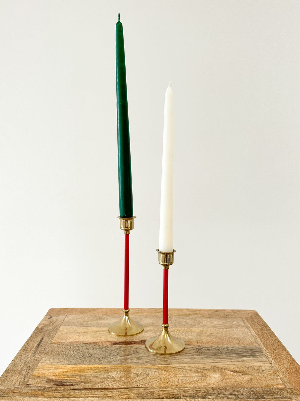 Red + Brass Candle Sticks Set of 2 - Pretty by Her- handmade locally in Cambridge, Ontario