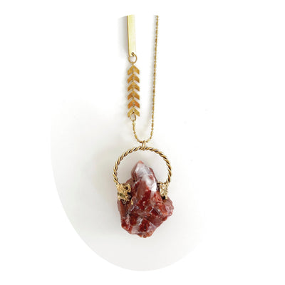 Red Calcite #1 Necklace | Abbie Darling - Pretty by Her- handmade locally in Cambridge, Ontario