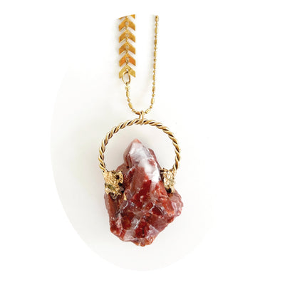 Red Calcite #1 Necklace | Abbie Darling - Pretty by Her- handmade locally in Cambridge, Ontario