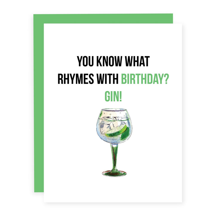 Rhymes with Birthday Gin | Card - Pretty by Her- handmade locally in Cambridge, Ontario
