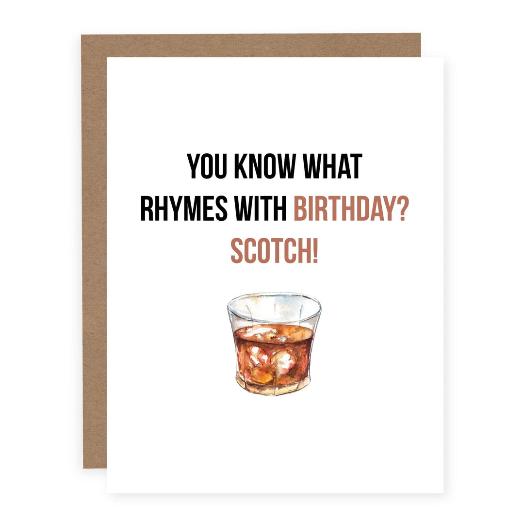Rhymes with Birthday Scotch | Card - Pretty by Her- handmade locally in Cambridge, Ontario