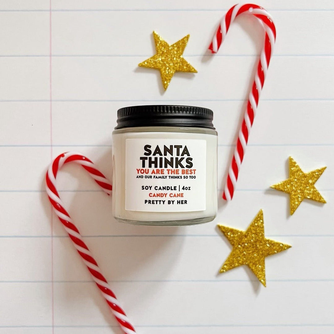 Santa Thinks You Are The Best | Mini Candle - Pretty by Her- handmade locally in Cambridge, Ontario