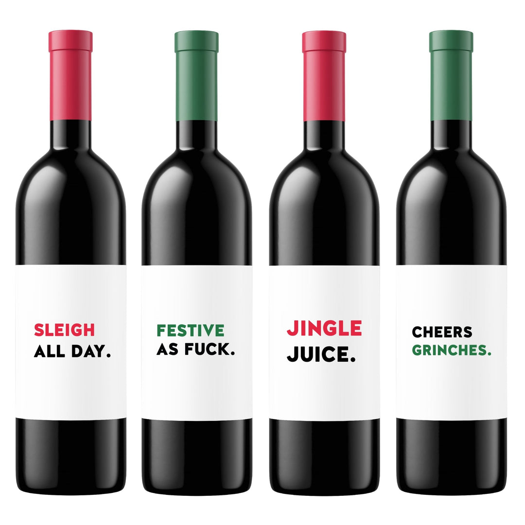 Sassy Christmas | Wine Label Set - Pretty by Her- handmade locally in Cambridge, Ontario