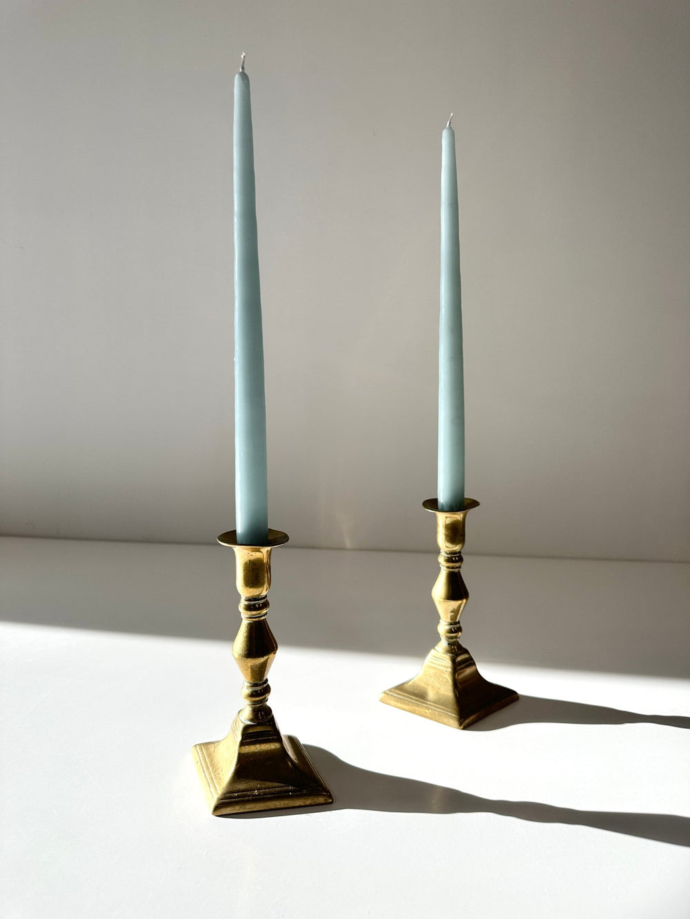 Set of 2 Vintage Brass Candlesticks + Candles - Pretty by Her- handmade locally in Cambridge, Ontario