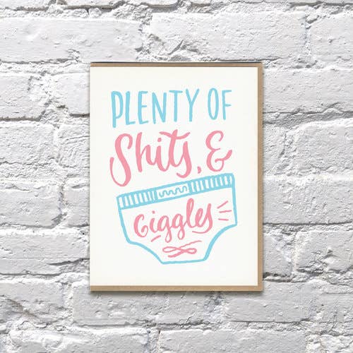 Shits & Giggles New Baby Lettepress Card | Bench Pressed - Pretty by Her- handmade locally in Cambridge, Ontario