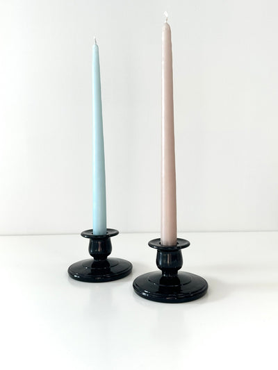Short Black Amethyst Glass Candlesticks - Pretty by Her- handmade locally in Cambridge, Ontario