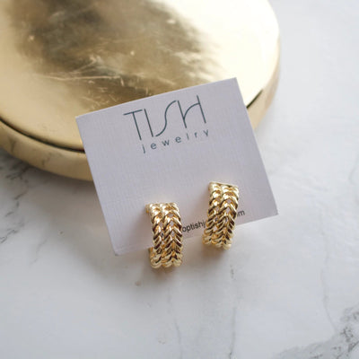 Staci Gold Braided Earrings | TISH Jewelry - Pretty by Her- handmade locally in Cambridge, Ontario
