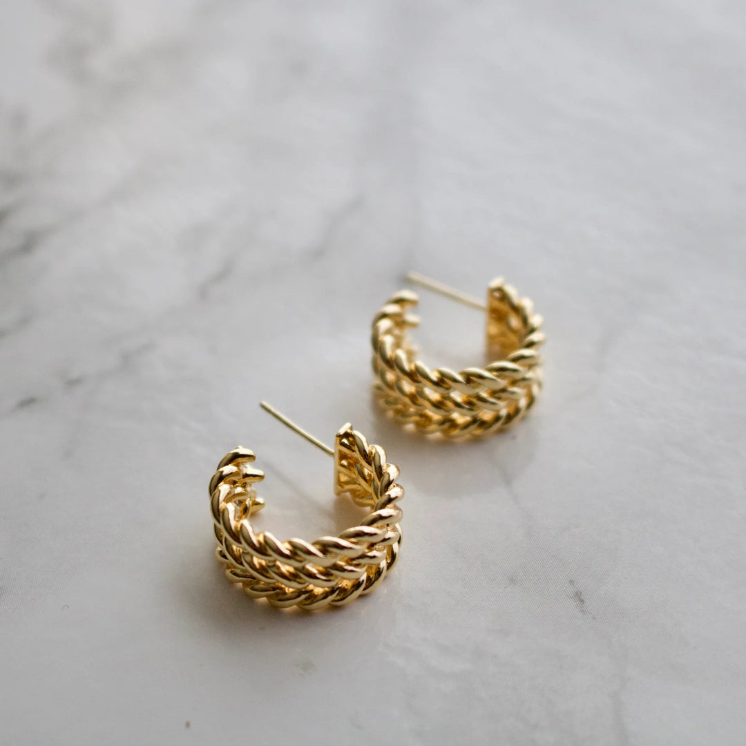 Staci Gold Braided Earrings | TISH Jewelry - Pretty by Her- handmade locally in Cambridge, Ontario