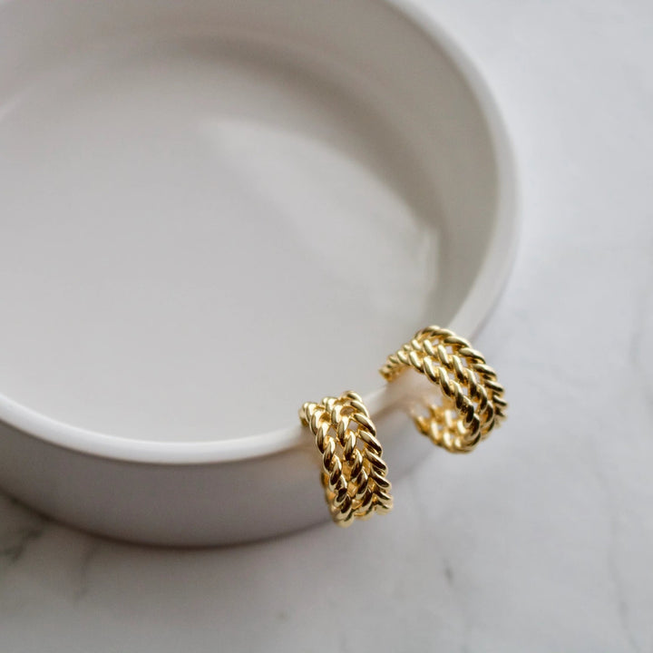 Staci Gold Braided Earrings | TISH Jewelry - Pretty by Her- handmade locally in Cambridge, Ontario