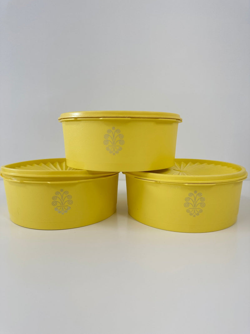 Starbust Yellow Tupperware Canisters Set of 3 - Pretty by Her- handmade locally in Cambridge, Ontario