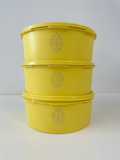 Starbust Yellow Tupperware Canisters Set of 3 - Pretty by Her- handmade locally in Cambridge, Ontario