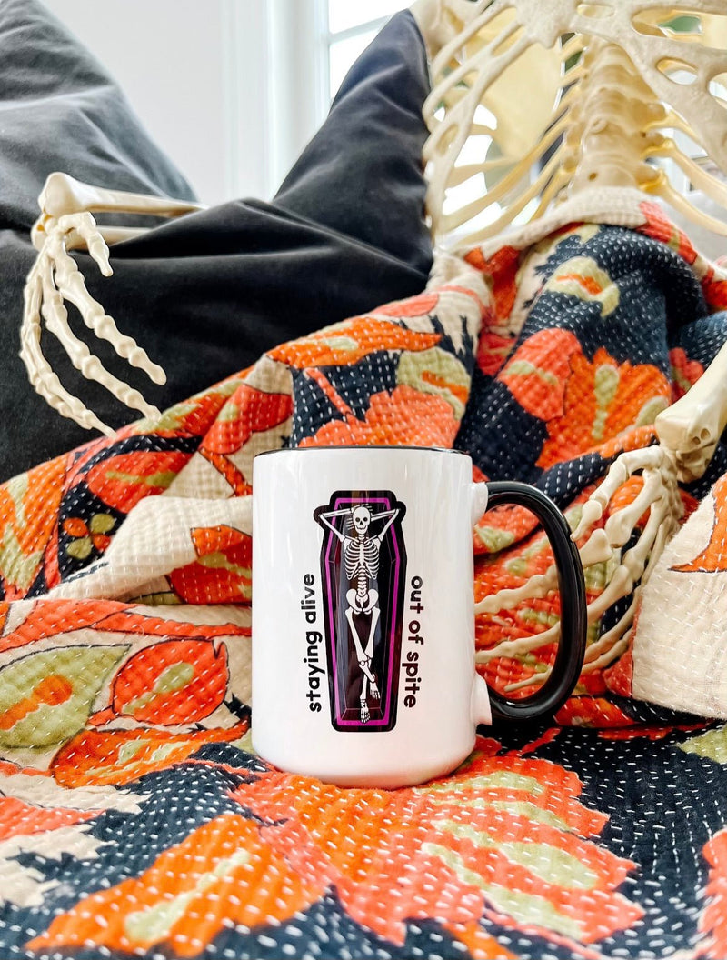 Staying Alive Out of Spite | Mug - Pretty by Her- handmade locally in Cambridge, Ontario