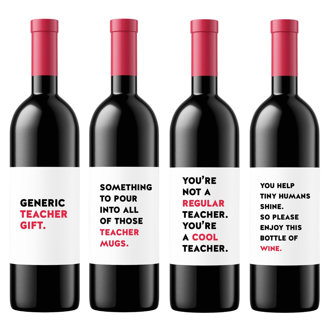 Teacher Gift | Wine Label Set - Pretty by Her- handmade locally in Cambridge, Ontario