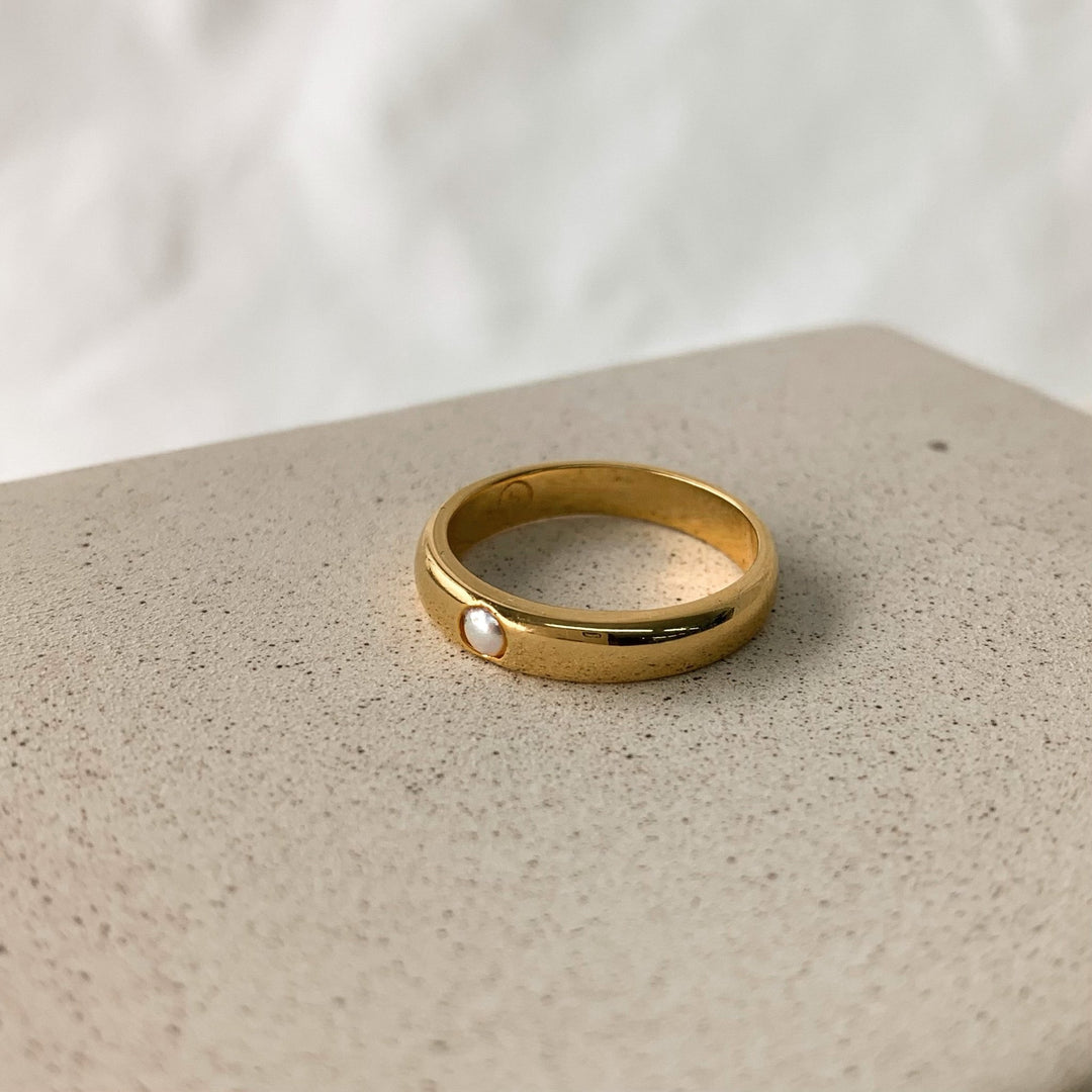 The Band Pearl Gold Ring | Horace Jewelry - Pretty by Her- handmade locally in Cambridge, Ontario