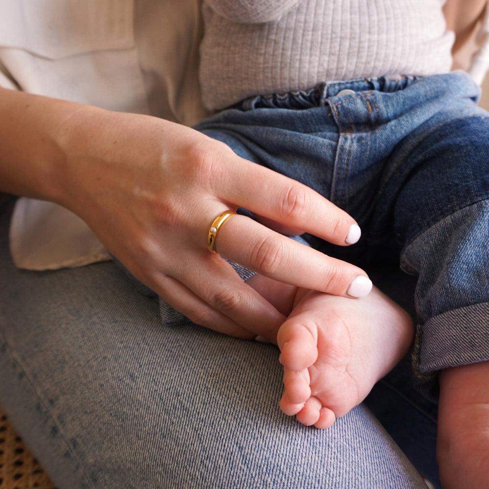 The Band Pearl Gold Ring | Horace Jewelry - Pretty by Her- handmade locally in Cambridge, Ontario