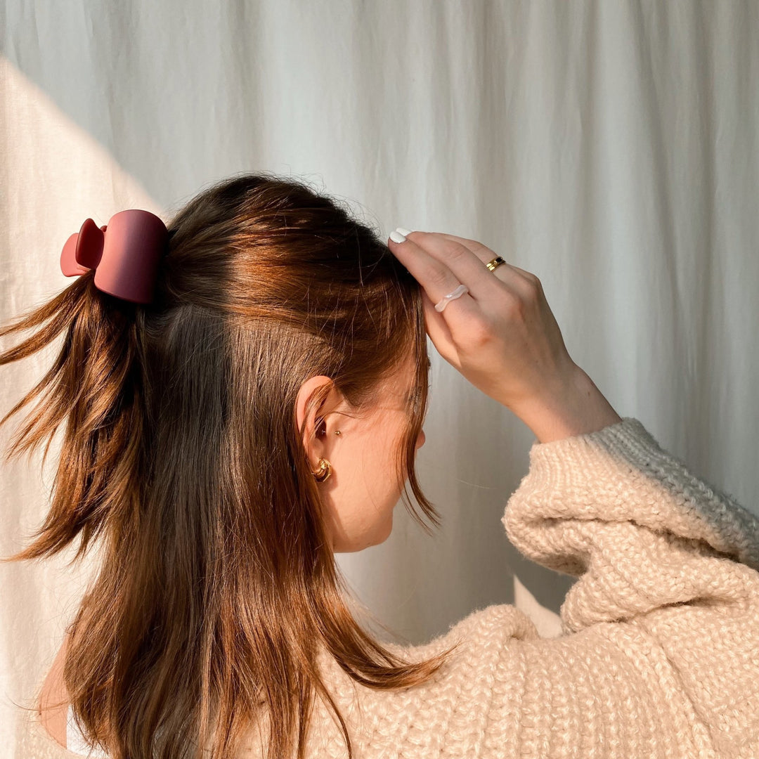 The Paula Burgundy Hair Clip | Horace Jewelry - Pretty by Her- handmade locally in Cambridge, Ontario