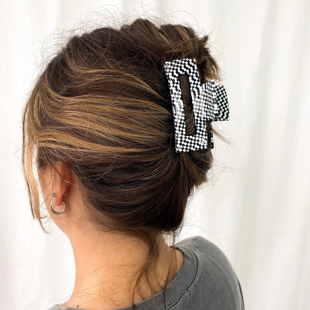 The Varza Black Checkered Hair Clip | Horace Jewelry - Pretty by Her- handmade locally in Cambridge, Ontario