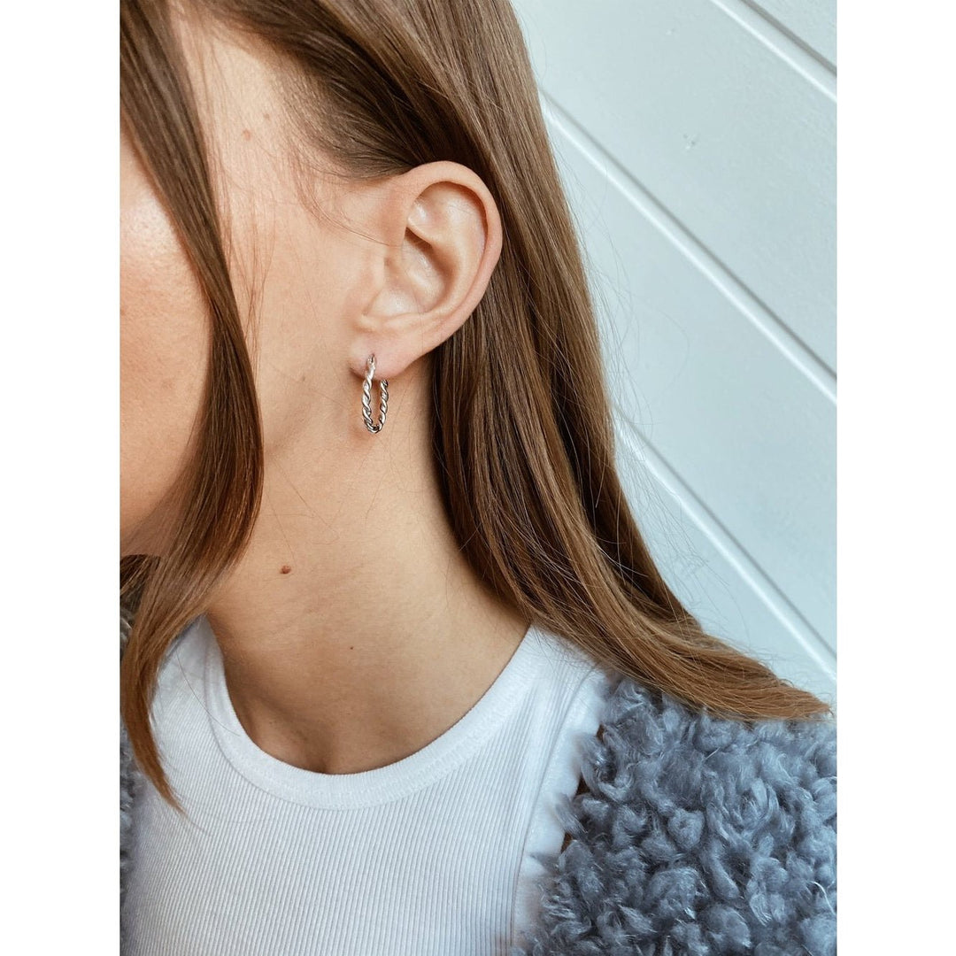 Torsada Silver Hoop Earrings | Horace Jewelry - Pretty by Her- handmade locally in Cambridge, Ontario