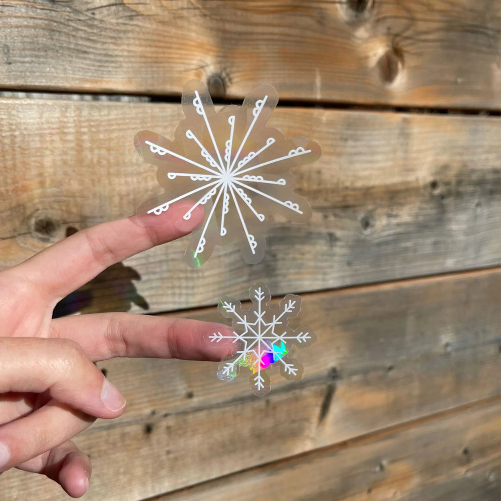 Winter Snowflakes Rainbow Suncatcher Sticker Set - Pretty by Her- handmade locally in Cambridge, Ontario