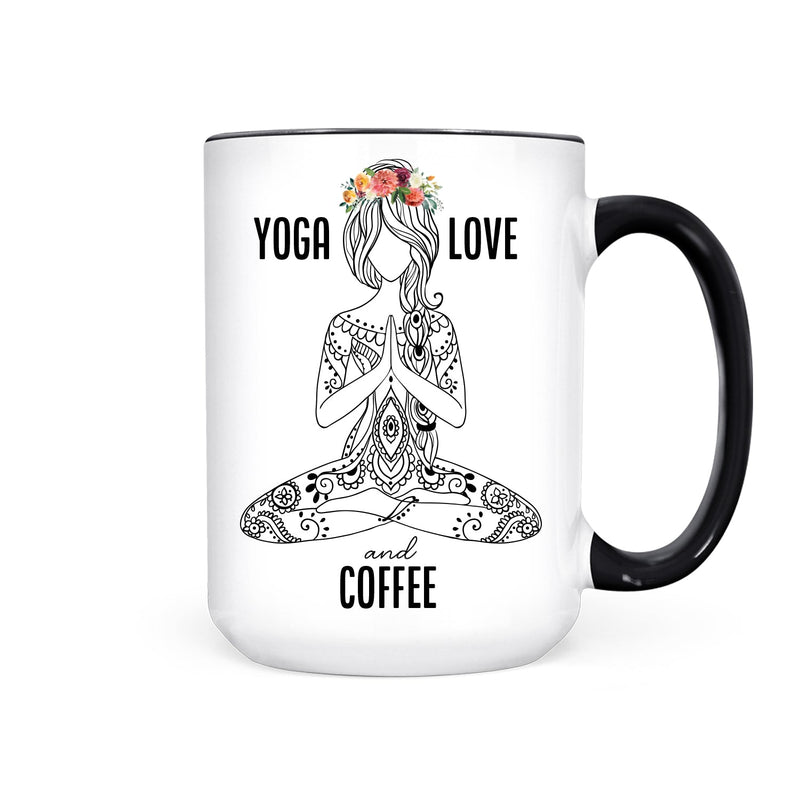 Yoga Love and Coffee - Mug - Pretty by Her- handmade locally in Cambridge, Ontario