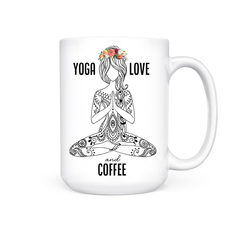 Yoga Love and Coffee - Mug - Pretty by Her- handmade locally in Cambridge, Ontario